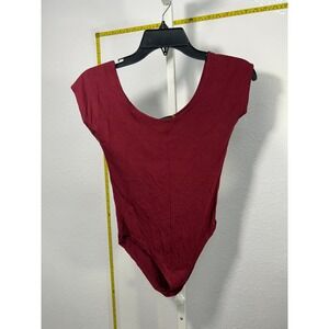 Afghan Womens Burgundy Scoop Neck Cap Sleeve Bodysuit Size P Maroon Wine Red